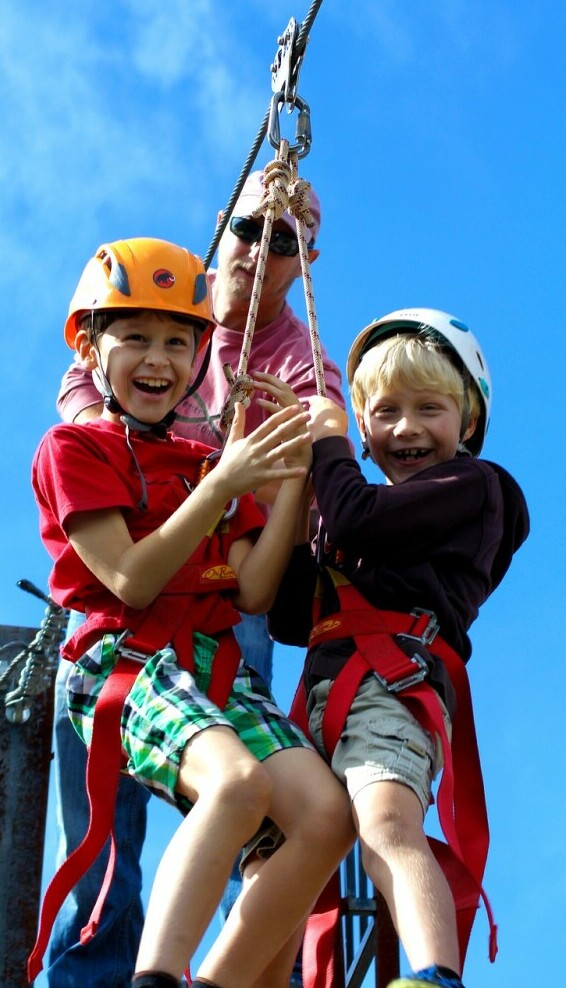 Kids zip lining